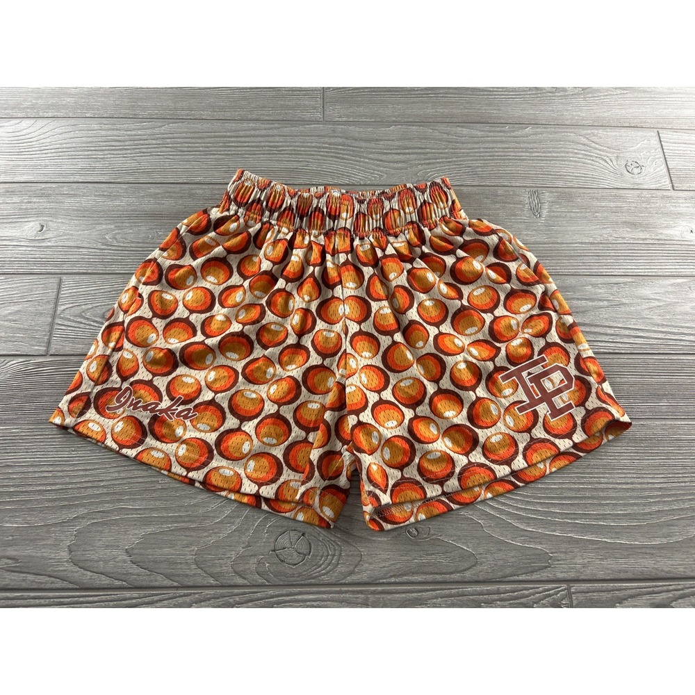 Inaka Power Mesh Shorts All Over Print Size Small  5" Inseam Rare Orange